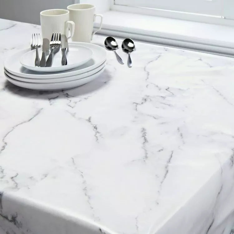 Marble Effect PVC TABLECLOTH 132 x 230 CM ( Large)