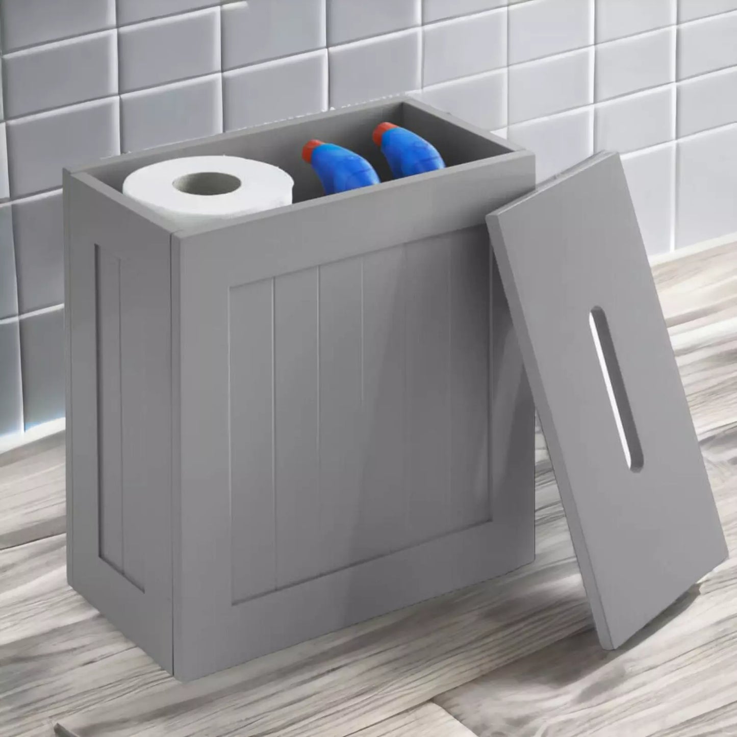 Wooden Grey Toilet Storage