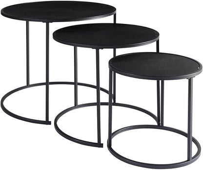 Set Of 3 Black Round Table