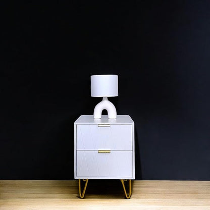 2-Drawer White Bedside Table