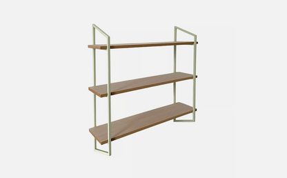 Three-Tier Wall Shelves with Sage Metal Frame