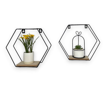 Set of 2 Black Floating Wall Shelves