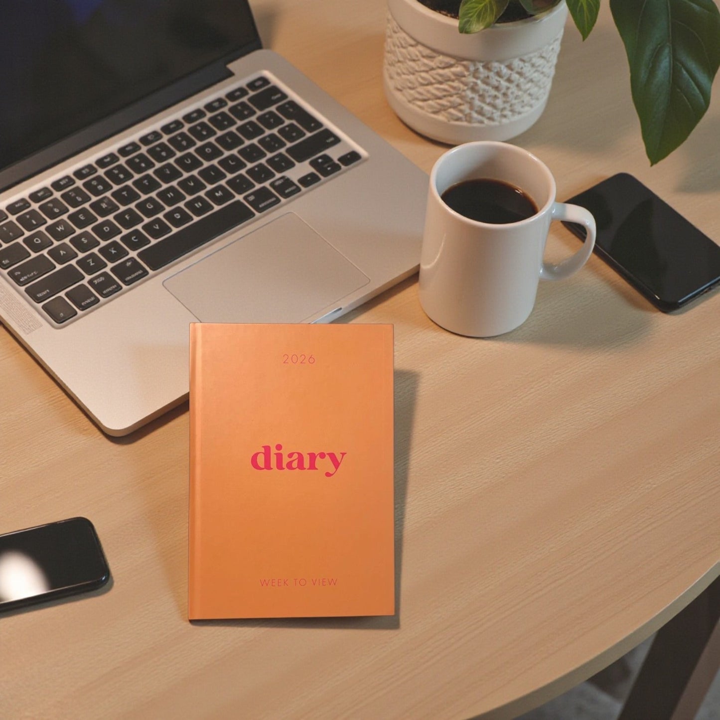 2026 A5 week to view diary planners - Full Year Planner - Orange