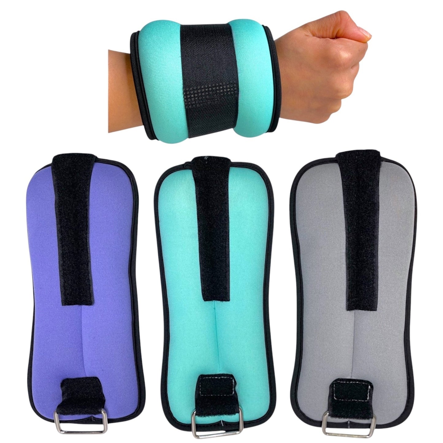 Set of 2 Wrist/Ankle Weights 1KG Training weight - 2pk - Grey