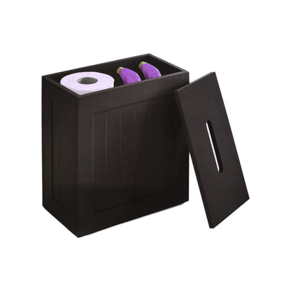 Wooden Toilet Cleaning Storage Black Tidy Box Unit