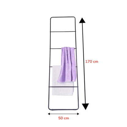Tall Metal Blanket Towel Ladder 4 Rungs Hooks Bathroom Rack
