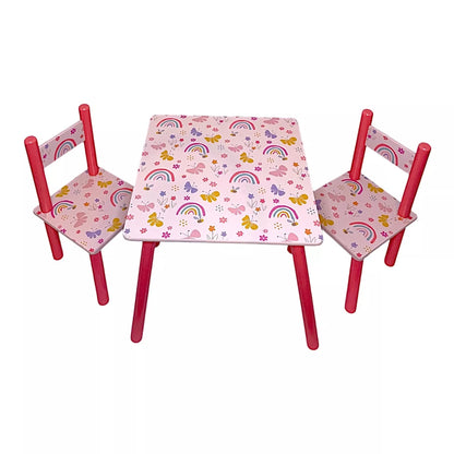 Children Kids Table and 2 Chairs Set -Rainbow