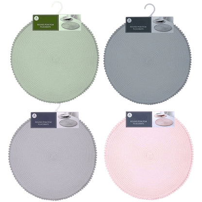 Green Round Pom Pom Placemats set of 4 Table Mats