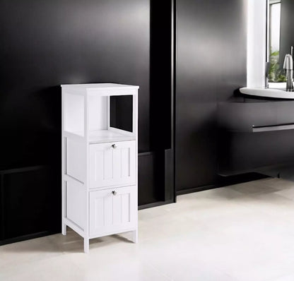 2 Drawer White Bathroom Storage