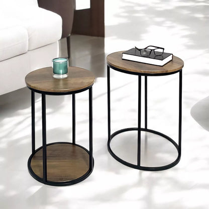 Nest of 2 Tables Rustic Oak