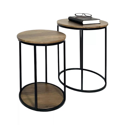 Nest of 2 Tables Rustic Oak