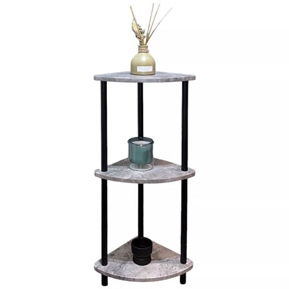 3 Tier Grey Marble Effect Corner Shelves