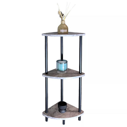 3 Tier Grey Marble Effect Corner Shelves