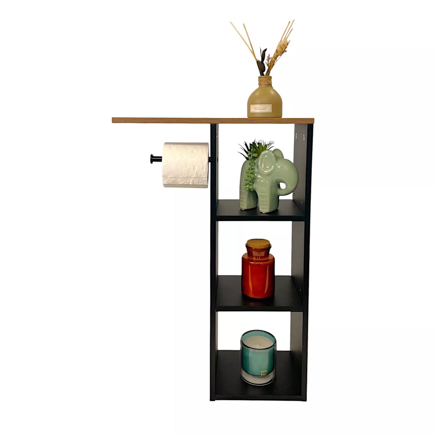 Black Wood Toilet Roll Holder