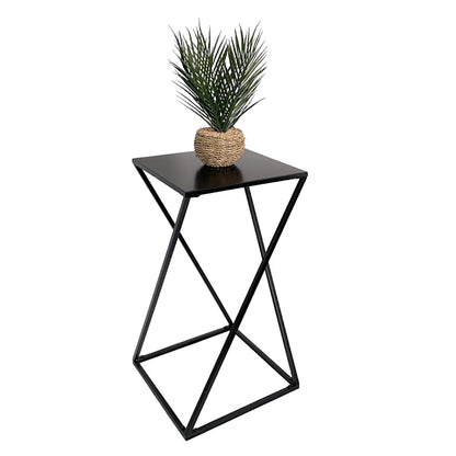 Black Side Table Twisted Table with Metal Frame
