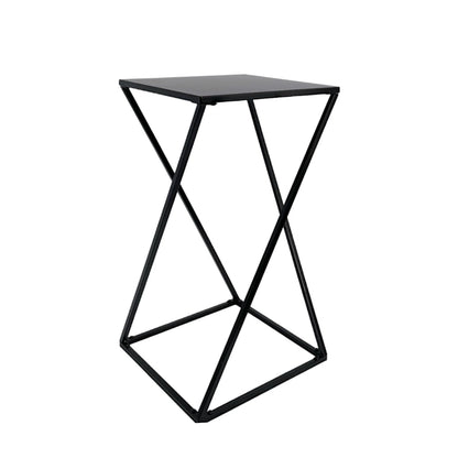 Black Side Table Twisted Table with Metal Frame